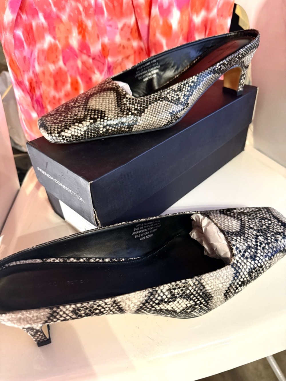 French Connection Heeled Aimee Kitten Heel Mule Shoes New In Box